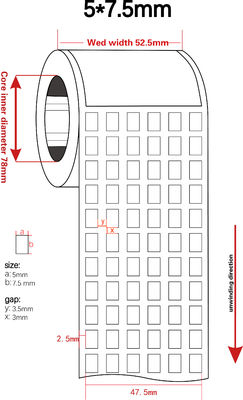 5x7.5mm Thermal Transfer Adhesive Label 1mil White Matte High Temperature Resistant