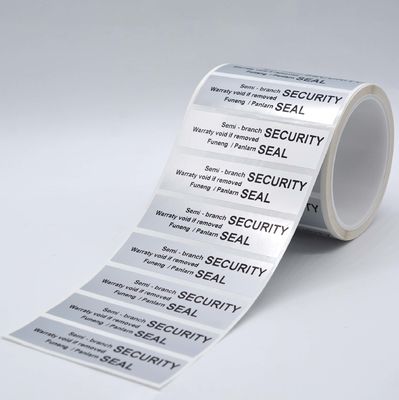 60um 1mil Tamper Proof Seal Security Sticker Silver Matte Semi Transfer Tamper Evident Label For Checkerboard