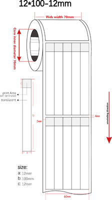 12x100-12mm Cable Adhesive Label 2mil White Gloss Transparent Water Resistant Polyester Cable Label