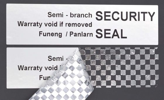 60um 1mil Tamper Proof Seal Security Sticker Silver Matte Semi Transfer Tamper Evident Label For Checkerboard